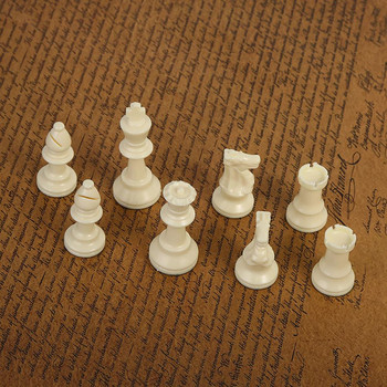 Πλαστικό 64/75mm Πλαστικό 32 Μεσαιωνικά Πιόνια Σκακιού Ασπρόμαυρο Πλήρες σετ Σκακιού Διεθνές Λέξη Παιχνίδι Σκακιού Διασκέδαση πούλια