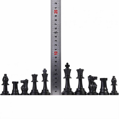 64/75 mm plastikinės 32 viduramžių šachmatų figūrėlės juodos ir baltos pilnas šachmatų rinkinys Tarptautinis žodinis šachmatų žaidimas Pramogos šaškės