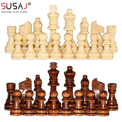 32 buc. Piese de șah din lemn Set complet de șah Chessmen International Word Piese de șah Accesorii de divertisment Set de jocuri de masă