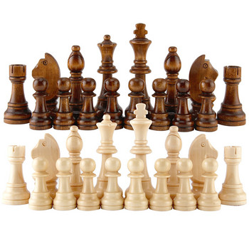 32 бр. Дървени шахматни фигури Пълни шахматни фигури Международен комплект за шах с думи Черно-бели шахматни фигури Развлекателни аксесоари
