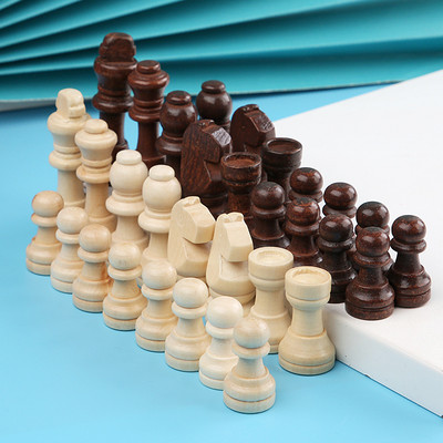 32pcs Wooden Chess Pieces Complete Chessmen International Word Chess Set Black & White Chess Piece Entertainment Accessories
