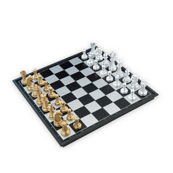 Chess Backgammon Σετ Μεταλλική Σκακιέρα Χρυσό Ασημί Πτυσσόμενο Μαγνητικό Τσέπη Chess Echecs Voyage Υψηλής ποιότητας Παιδικό Σκάκι Φορητό