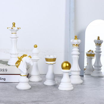 НОВИ шахматни фигури от смола Аксесоари за настолни игри Международни шахматни фигурки Ретро домашен декор Прости модерни орнаменти от шахматни фигури