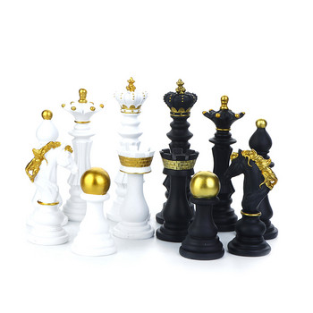 НОВИ шахматни фигури от смола Аксесоари за настолни игри Международни шахматни фигурки Ретро домашен декор Прости модерни орнаменти от шахматни фигури