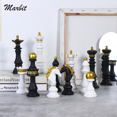 NOI Piese de șah din rășină Accesorii pentru jocuri de masă Figurine internaționale de șah Decor retro pentru acasă Ornamente simple moderne de șah