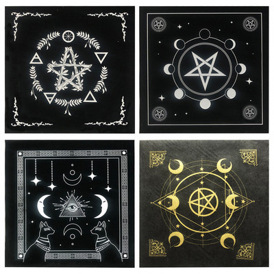 Față de masă pentru cărți de tarot Pentagramă Divinație Pânză de altar velur/Nețesut pentru Solitaire Pânză de protecție pentru cărți de tarot