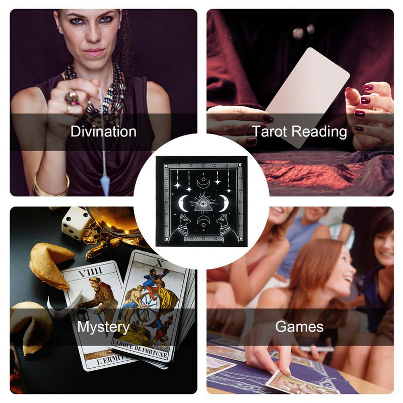 Tarot kártya terítő Pentagram jósolt oltárterítő kordbársony/nem szőtt pasziánszhoz Tarrot kártya védőkendő