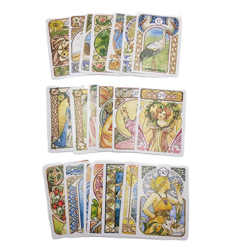Art Nouveau Lenormand Oracle Deck Family Party Mysterious Divination Fate Παιχνίδι Κάρτες Ταρώ Επιτραπέζιο παιχνίδι Ψυχαγωγία Παίζοντας