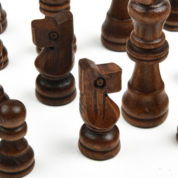 32 бр. 2.5 Дървени издълбани шахматни фигури Преносим ръчно изработен комплект 65 мм King Size Играчки Детски рождени дни Коледен подарък Игри на шах