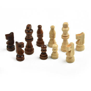32 бр. 2.5 Дървени издълбани шахматни фигури Преносим ръчно изработен комплект 65 мм King Size Играчки Детски рождени дни Коледен подарък Игри на шах