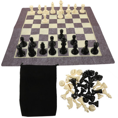 Društvena igra Mini putna šahovska garnitura Vintage igračke Dame Vintage putna šahovska garnitura Džepna šahovska ploča od tkanine Dječja