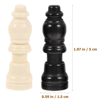 2 Σετ Ξύλινα Πιόνια Σκακιού Mini Chess Wood Chess Wood Chess Set Pieces Chess Pieces for Children