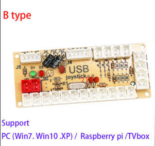 1 Arcade Zero Delay USB juhtkangi kodeerija PCB lauamängupulga kontroller arvuti ja Raspberry Pi One Player juhtimine ilma kaablita