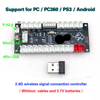 1 Arcade Zero Delay USB juhtkangi kodeerija PCB lauamängupulga kontroller arvuti ja Raspberry Pi One Player juhtimine ilma kaablita