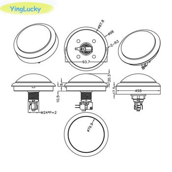 1 τεμ. Big Dome Pushbutton 100mm Illuminated Arcade Push Buttons Led 12v Power Button Switch Button with Microswitch