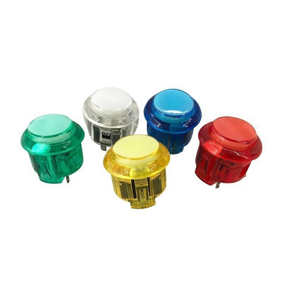 5 tk arkaadnupu nupp 24 mm 30 mm läbipaistvad lülitusnupud LED valgustus 5 V 12 V DIY Raspberry pi MAME PC Pandora mängu jaoks