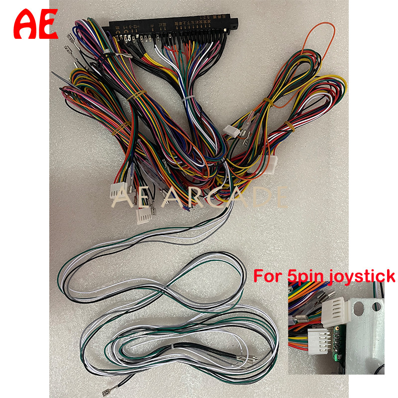 Arcade JAMMA 28/56 kaiščių 2,8/4,8 mm sąsajos spintelės laidų laidai 140 cm laidų PCB laidas, skirtas Pandora arcade žaidimų konsolėms 5V ir 12V