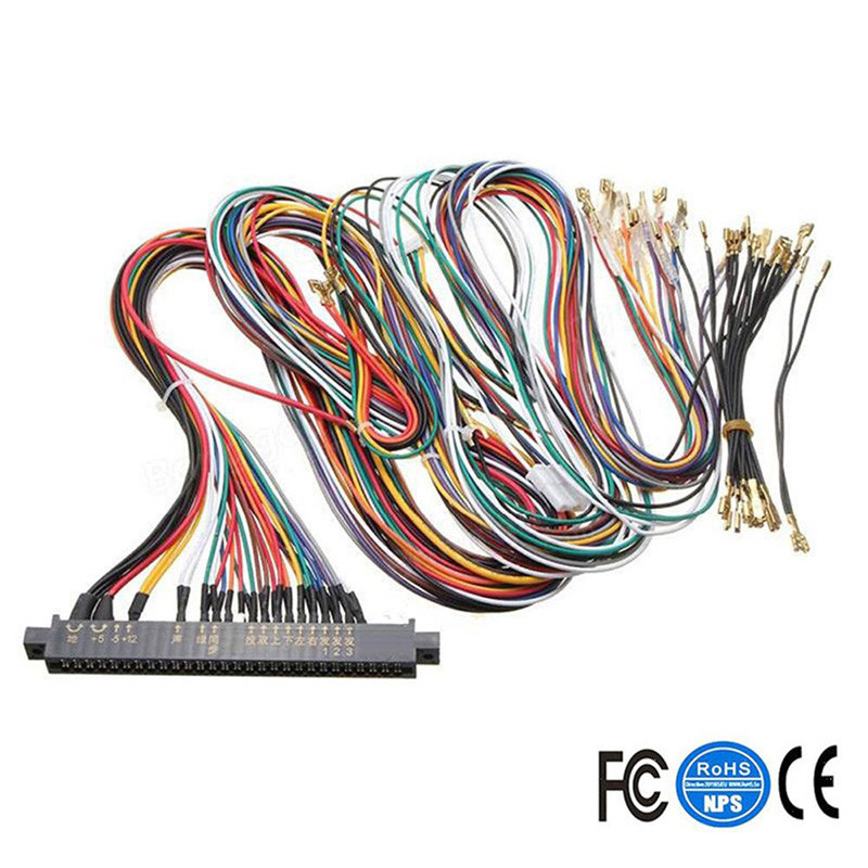 Arcade JAMMA 28/56 kaiščių 2,8/4,8 mm sąsajos spintelės laidų laidai 140 cm laidų PCB laidas, skirtas Pandora arcade žaidimų konsolėms 5V ir 12V