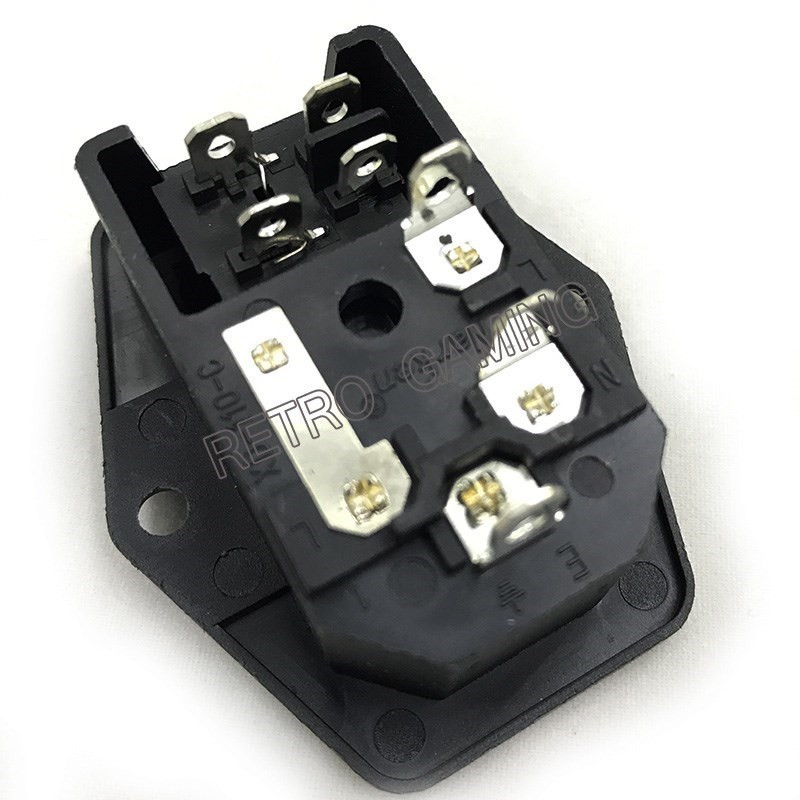IESLĒGŠANAS/IZSLĒGŠANAS slēdža ligzda ar spraudni strāvas padeves vadam Jamma Arcade Machine IO slēdzis ar drošinātāju