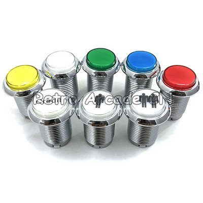33mm diameter 28mm mounting hole CHROME Plated illuminated 12v LED Arcade Push Button with microswitch 5 colors