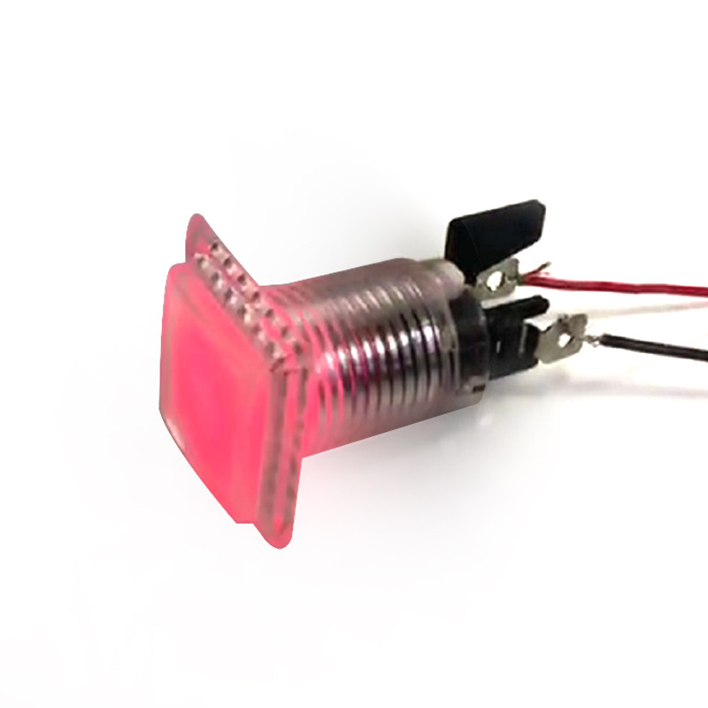 1 gab. Arcade Led krāsainas zibspuldzes spiedpogas RGB kvadrātveida poga 12v/5v 4,8mm apgaismota Diy Arcade mašīnu slotu skapim