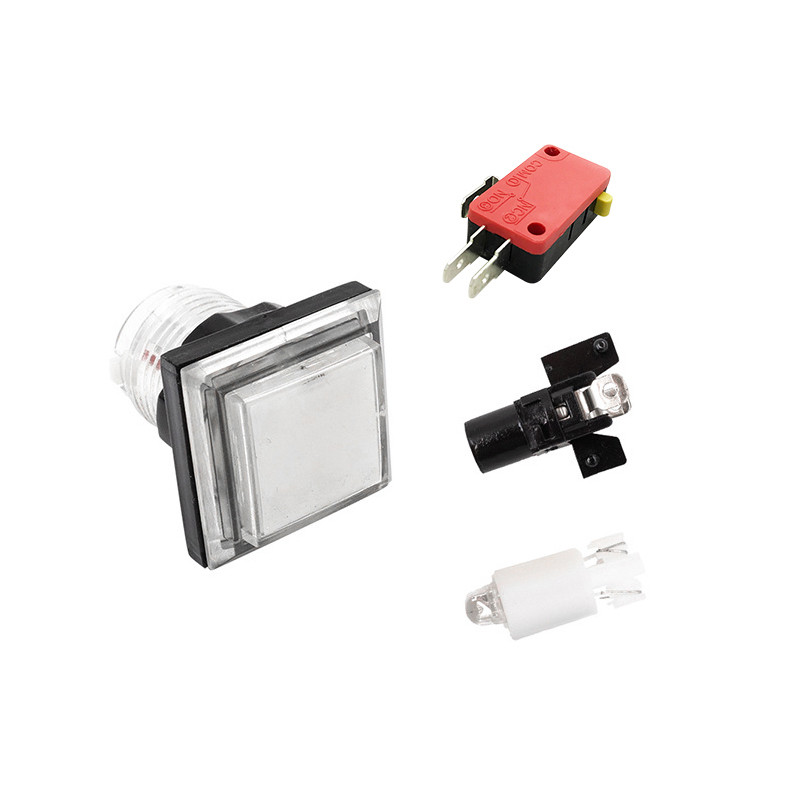 1 gab. Arcade Led krāsainas zibspuldzes spiedpogas RGB kvadrātveida poga 12v/5v 4,8mm apgaismota Diy Arcade mašīnu slotu skapim