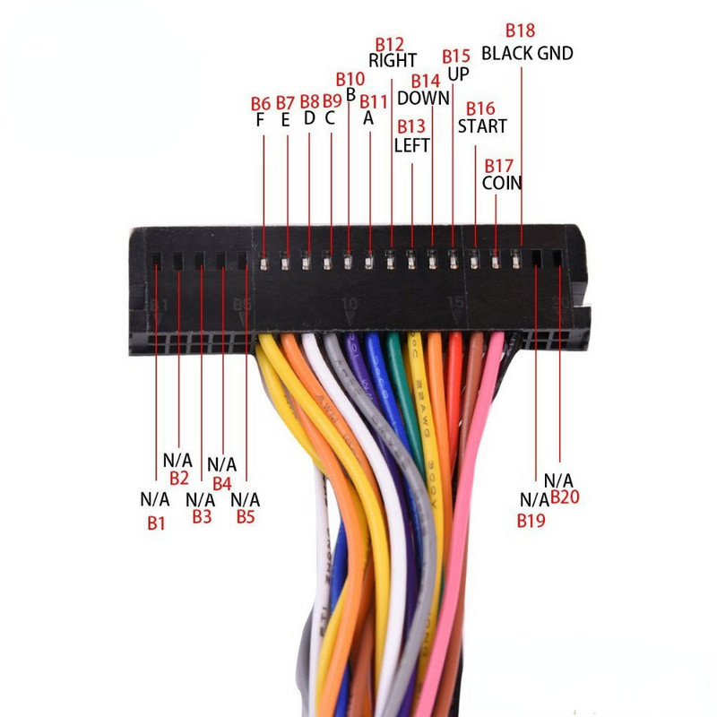 Arcade 40 tűs szekrényes vezetékköteg PCB kábel érmeelfogadóhoz Sanwa joystick LED nyomógomb család Pandora doboz játékkonzolok