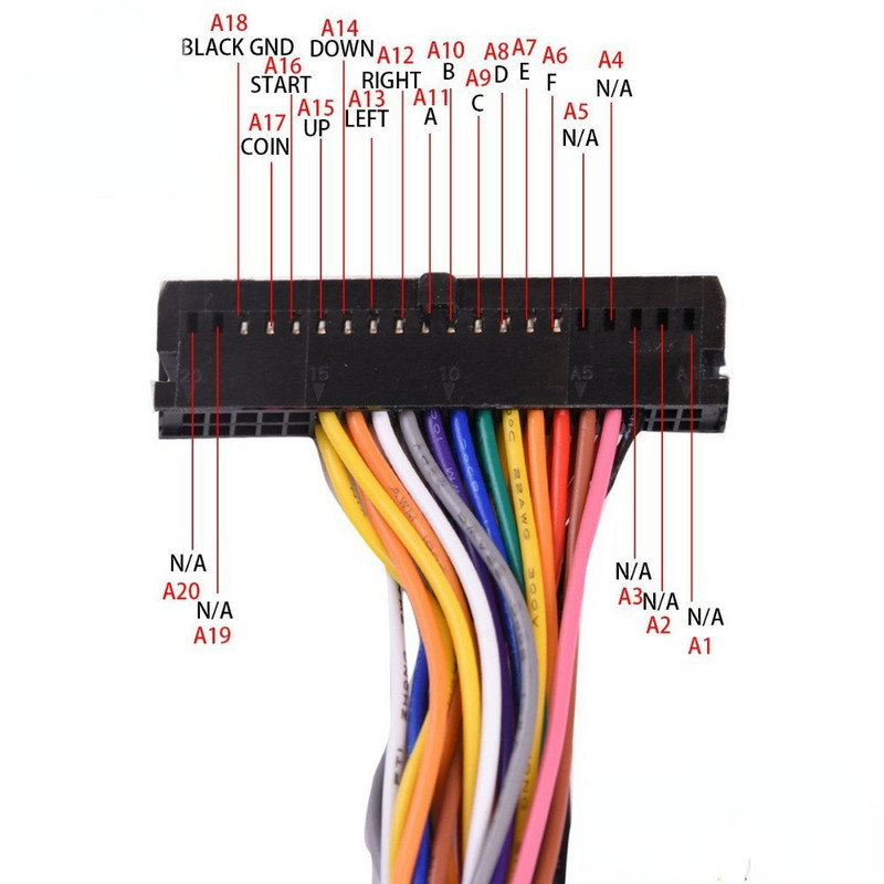 Arcade 40 tűs szekrényes vezetékköteg PCB kábel érmeelfogadóhoz Sanwa joystick LED nyomógomb család Pandora doboz játékkonzolok