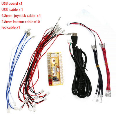 Μηδενική καθυστέρηση ελεγκτής πλακέτας καλωδίου USB PC & Raspberry Pi Control Retro Arcade Handle PCB Joystick 5V Led Light Button Encoder