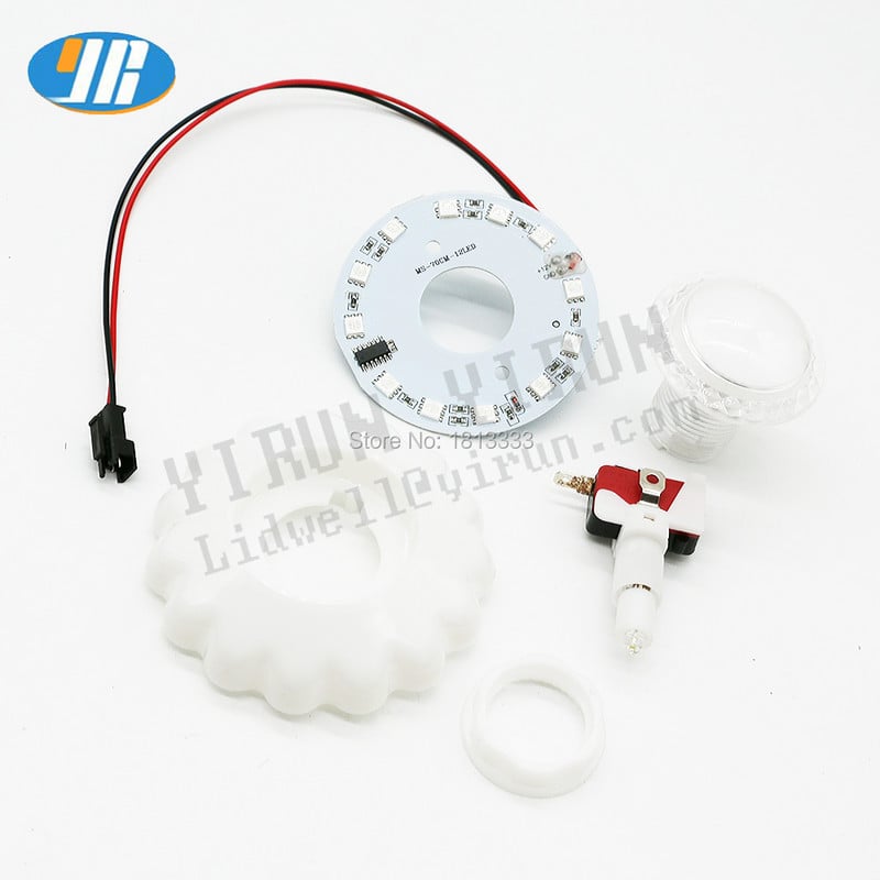 Buton strălucitor colorat, 12 V, margine iluminată, culoare automată RGB, tip de floare cu lumină, cu microcomutator, automat de jocuri cu macara