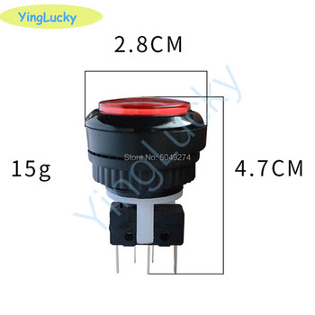 Yinglucky 1pcs 27mm 44mm LED Τετράγωνο arcade παιχνίδι Κονσόλα Push Button with Micro Switch，28mm Στρογγυλό κουμπί Arcade με φωτιζόμενο