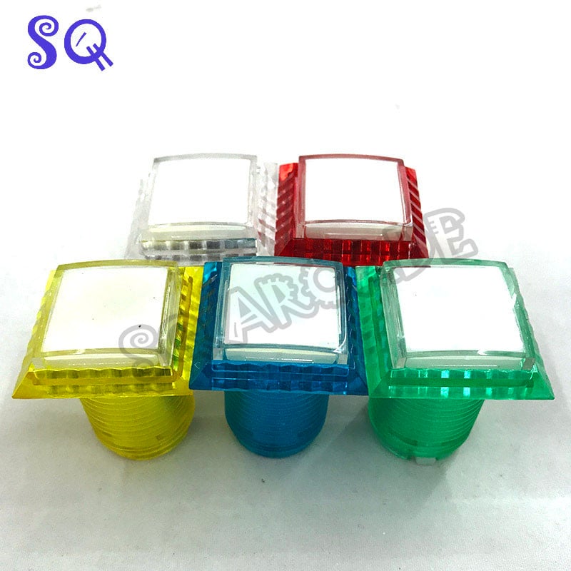 10db/készlet 32mm-es LED-es világító árkád gomb 12V négyzet alakú nyomógomb mikrokapcsolóval érmével működő játékokhoz 10 szín