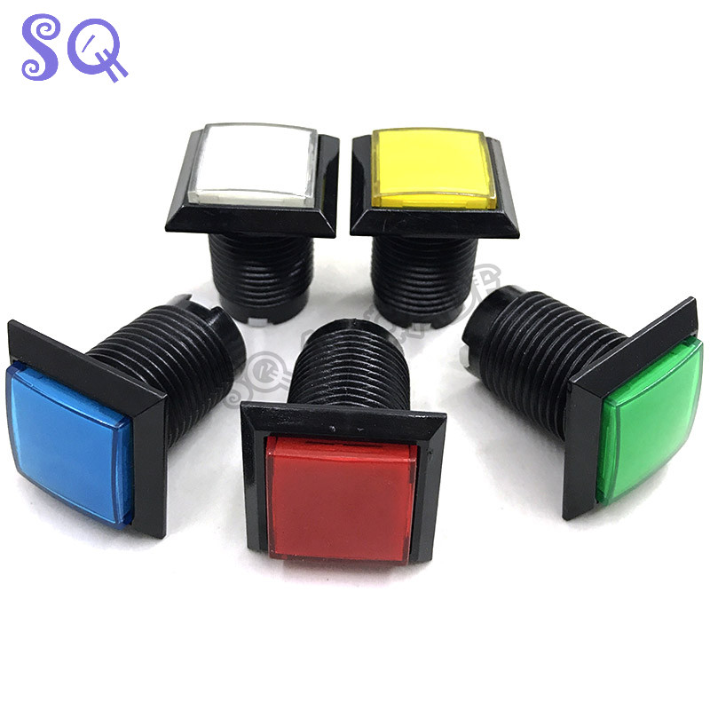10db/készlet 32mm-es LED-es világító árkád gomb 12V négyzet alakú nyomógomb mikrokapcsolóval érmével működő játékokhoz 10 szín