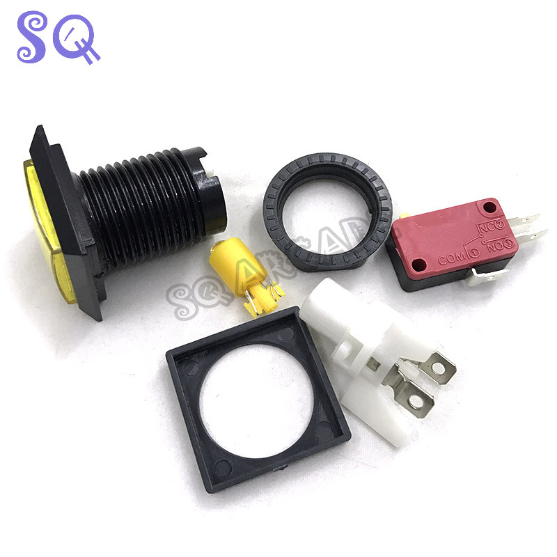 10db/készlet 32mm-es LED-es világító árkád gomb 12V négyzet alakú nyomógomb mikrokapcsolóval érmével működő játékokhoz 10 szín