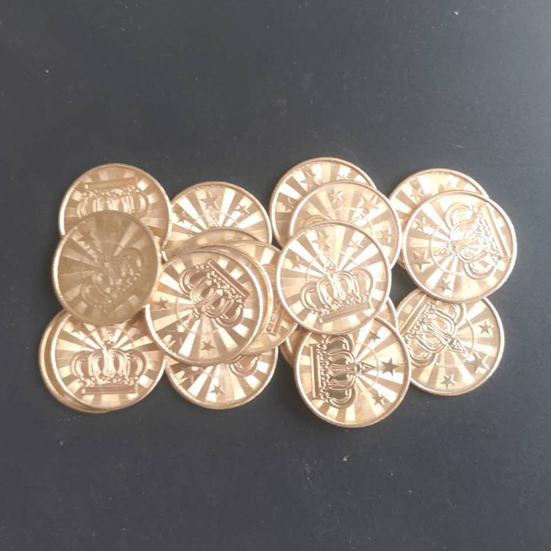 10 gab. 25*1,85 mm misiņa tirdzniecības automātu žetonu monētu arkādes spēļu automātu monētu pentagrammas kroņa žetonu monētas