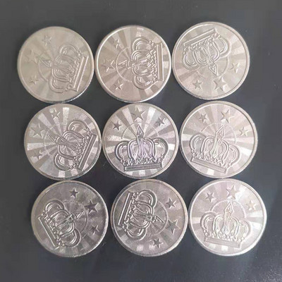 10 vnt 25*1,85 mm nerūdijančio plieno arkadinių žaidimų monetų pentagramos karūna arba 888 žetonai