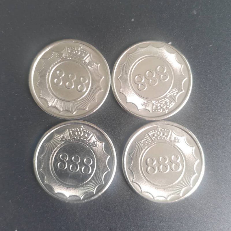 10 vnt 25*1,85 mm nerūdijančio plieno arkadinių žaidimų monetų pentagramos karūna arba 888 žetonai