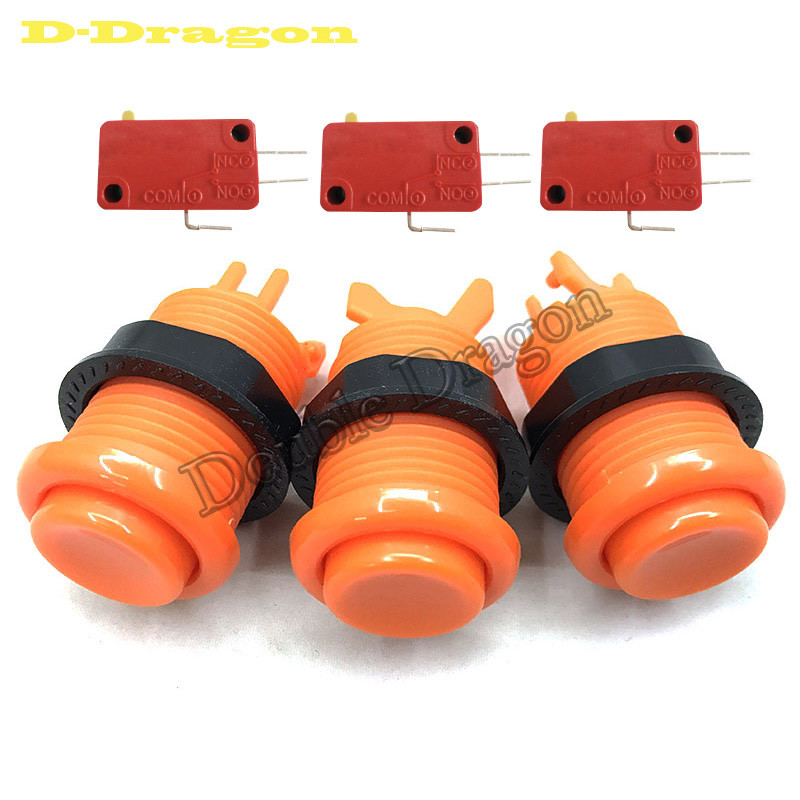 Spalvingas arkadinis mygtukas Purpurinis Happ amerikietiško stiliaus ilgas su jungikliu, skirtas Multi Arcade MAME Jamma žaidimui