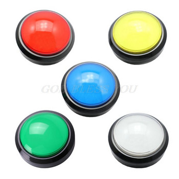 Μεγάλο στρογγυλό κουμπί LED 100 mm φωτιζόμενο με μικροδιακόπτη για ανταλλακτικά μηχανημάτων παιχνιδιών DIY Arcade DC12V Large Dome Light Switch