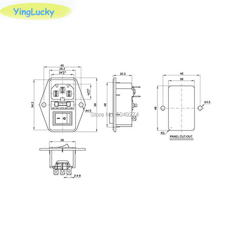 yinglucky jamma ON/OFF lüliti Toitejuhtme sisepistikuga pistikupesa Jamma mängusaalimasina IO lüliti kaitsmega