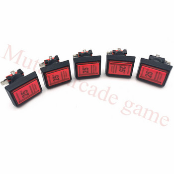 51*33mm Κουμπί πίστωσης 25 σεντ 12V Ορθογώνιο LED Φωτιζόμενο Arcade ορθογώνιο νόμισμα Κουμπιά παιχνιδιού με μικροδιακόπτη