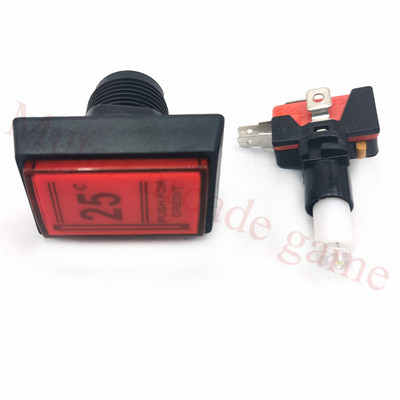 51 * 33 mm 25 senti krediidi nupp 12 V ristküliku LED valgustusega mängusaal ristkülikukujulised müntidega juhitavad mängu nupud mikrolülitiga