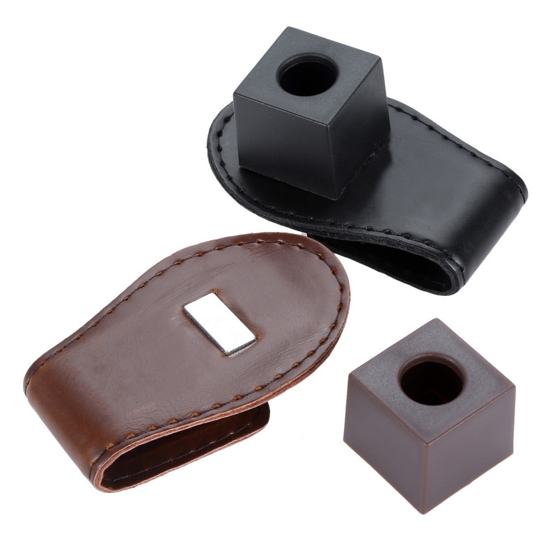 1 ΤΕΜ. Επαγγελματικά Αξεσουάρ Μπιλιάρδου Πισίνας Δερμάτινη μαγνητική θήκη για κιμωλία Φορητή τσάντα θήκης με δερμάτινο κλιπ με κιμωλία