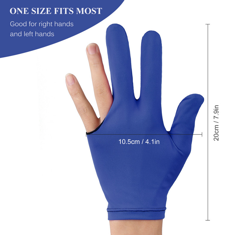 3tk/6tk 3-sõrmega Cue-kindad Elastsed avatud basseinikindad vasaku ja parema käe jaoks