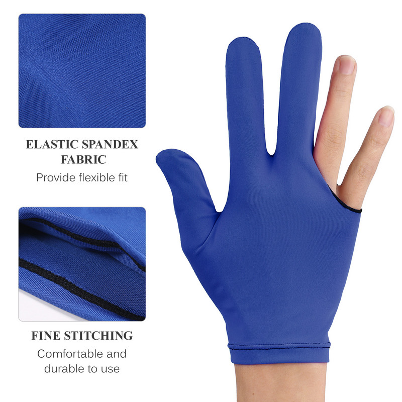 3tk/6tk 3-sõrmega Cue-kindad Elastsed avatud basseinikindad vasaku ja parema käe jaoks