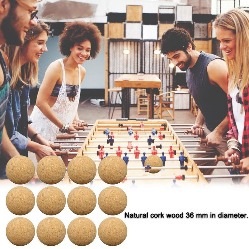 6/12 gab. 36 mm korķa masīvkoka Foosbola galda futbola bumba Futbola bumba Baby Foot Fussball Desktop Soccer Babyfoot