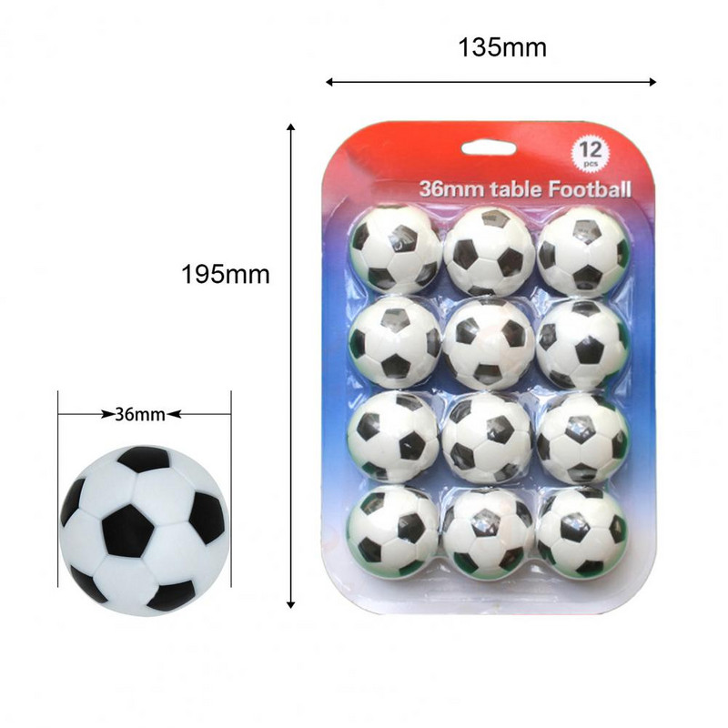 12 vnt. futbolo kamuolių žaislas, puikios medžiagos, lengvai manevras, gebėjimas dirbti komandoje, standartiniai futbolo stalai, mini futbolo kamuoliai šeimai