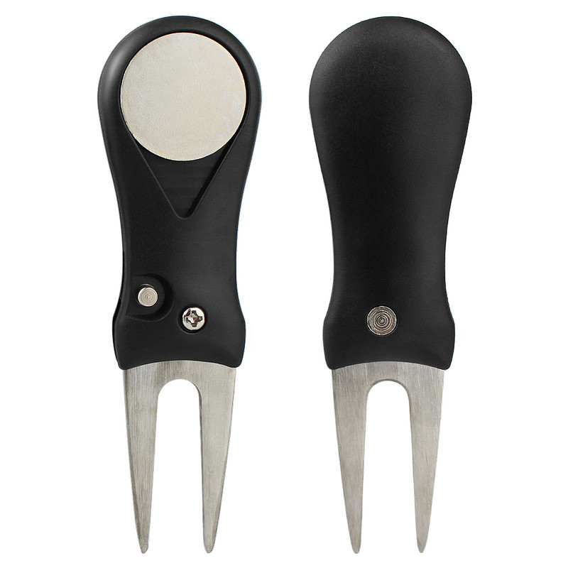 1 vnt. plieninis golfo dvilypis remonto jungiklio įrankis Pitch Groove Cleaner Golf Pitchfork golfo priedai Putting Green Fork Dropship