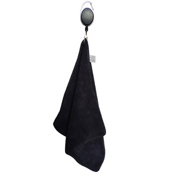 1 бр черна кърпа за голф за голфър памучна голф мокра и суха амфибия черна с кука Кърпа за почистване на голф топка с прибираща се