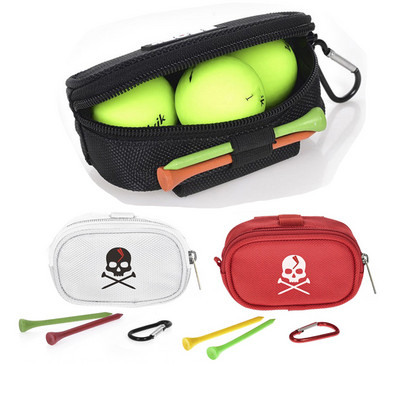 Чанта за топка за мини голф с държач за 2 тениски, чанта за съхранение, преносима чанта за голф с череп, чантичка с цип, карабинер, раница за кръста, консумативи